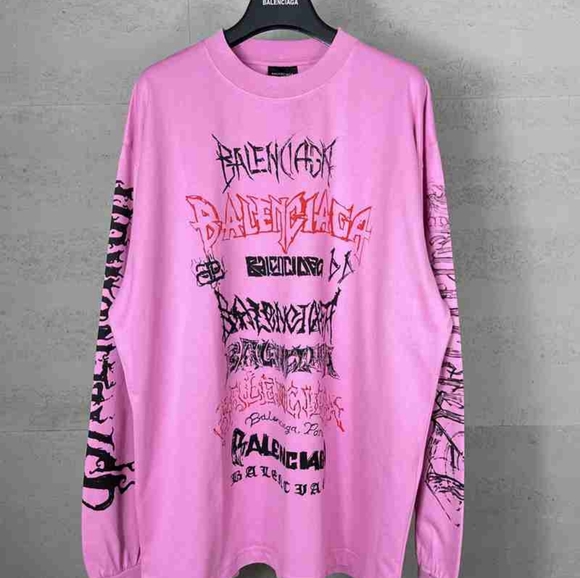 Balenciaga pink long-sleeved T-shirt - Picture 1 of 9